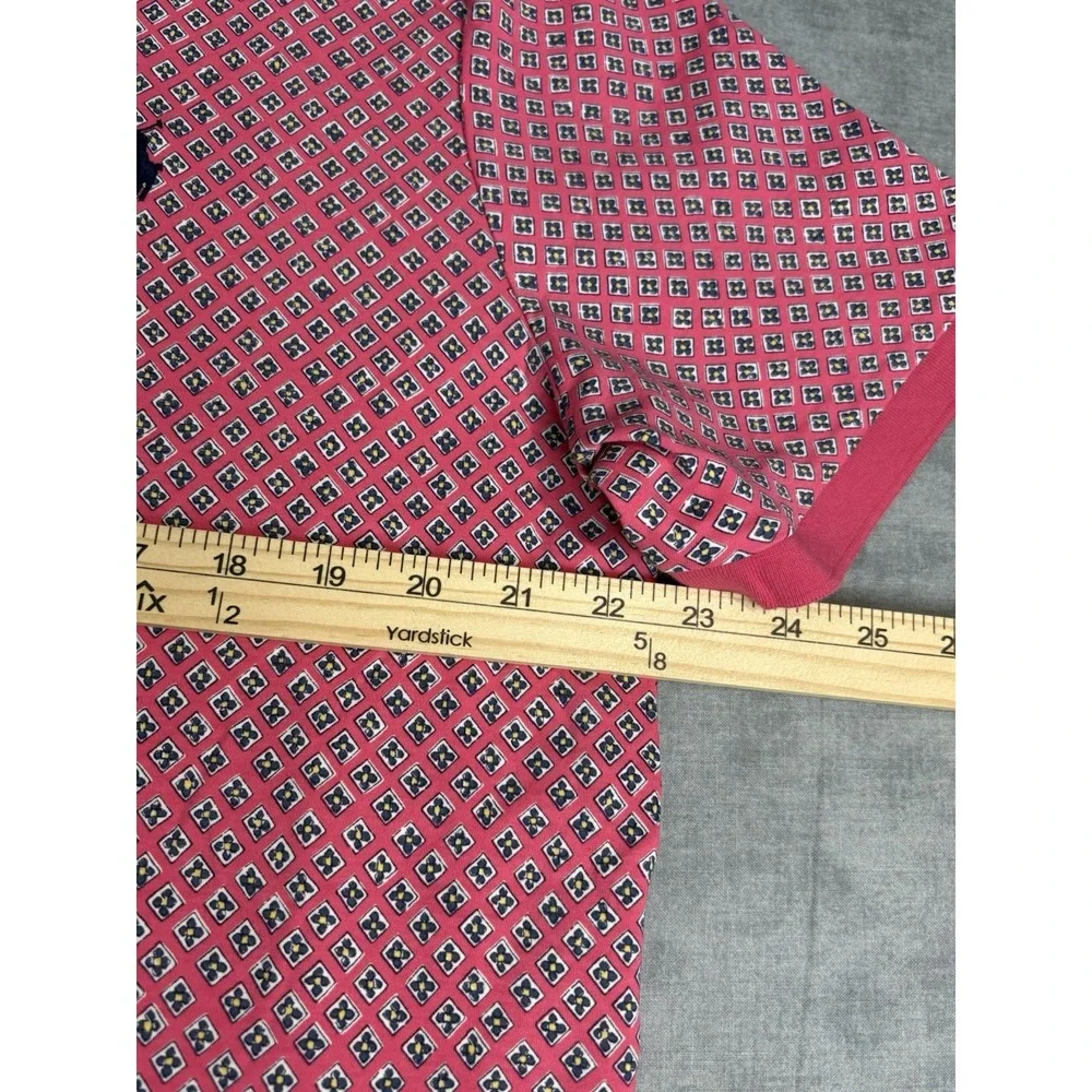 Polo Ralph Lauren Polo Shirt XL Pink Geometric Classic Fit Cotton